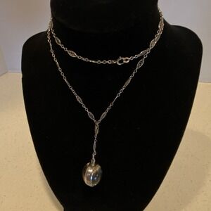 Harvel Ball Round Vintage Watch Ladies Orb Sterling Necklace